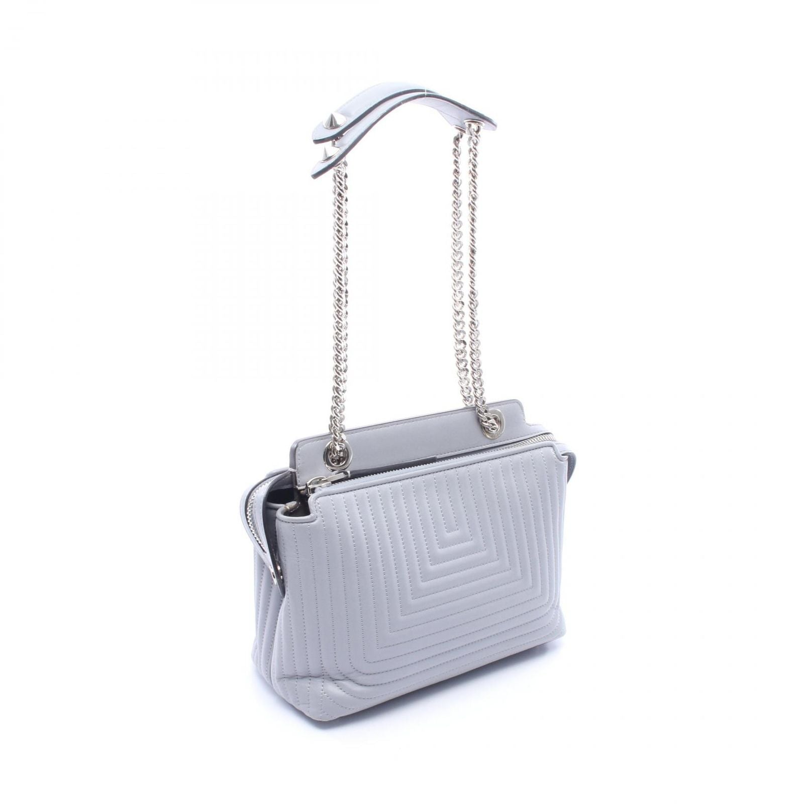 Fendi Shoulder Bag Dot Com Click Gray Leather — view 2