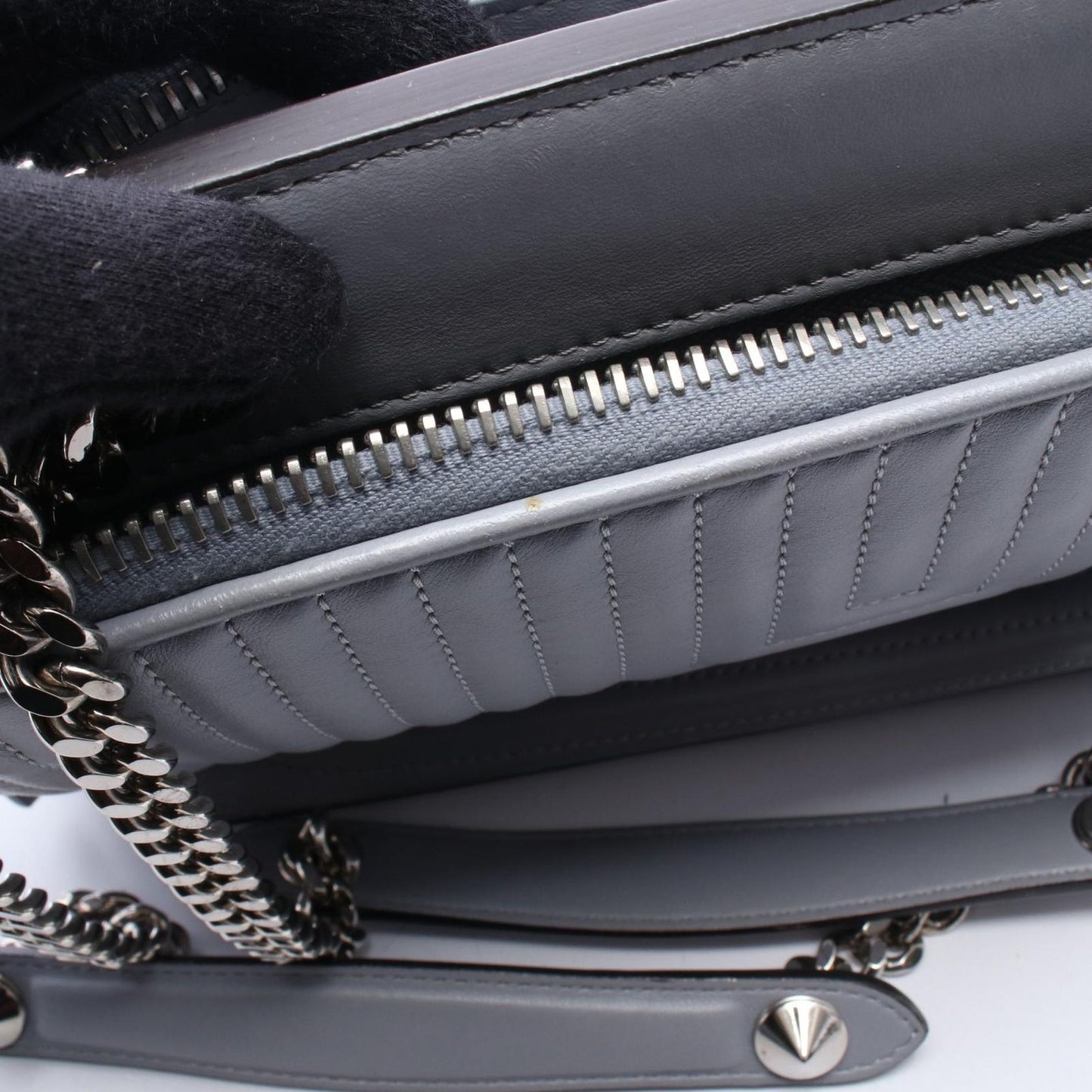 Fendi Shoulder Bag Dot Com Click Gray Leather — view 5