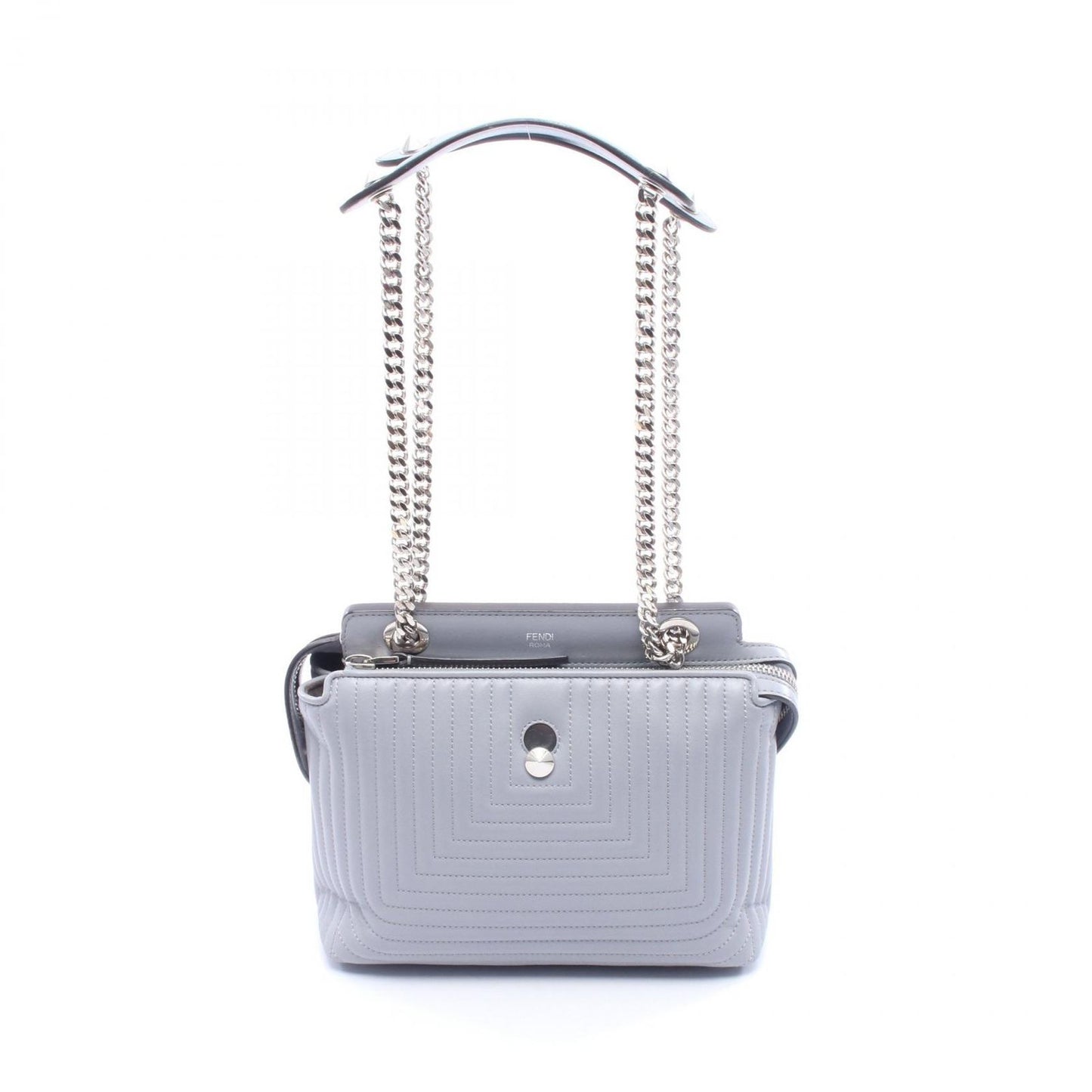 Fendi Shoulder Bag Dot Com Click Gray Leather