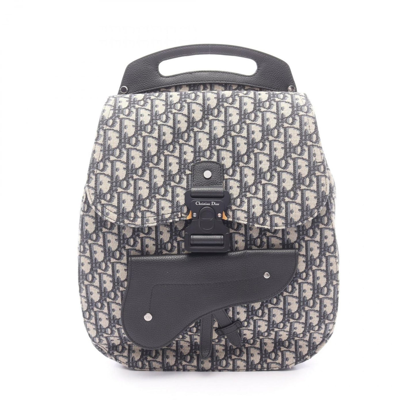Dior Backpack Gallop White Navy Beige Canvas Leather Oblique