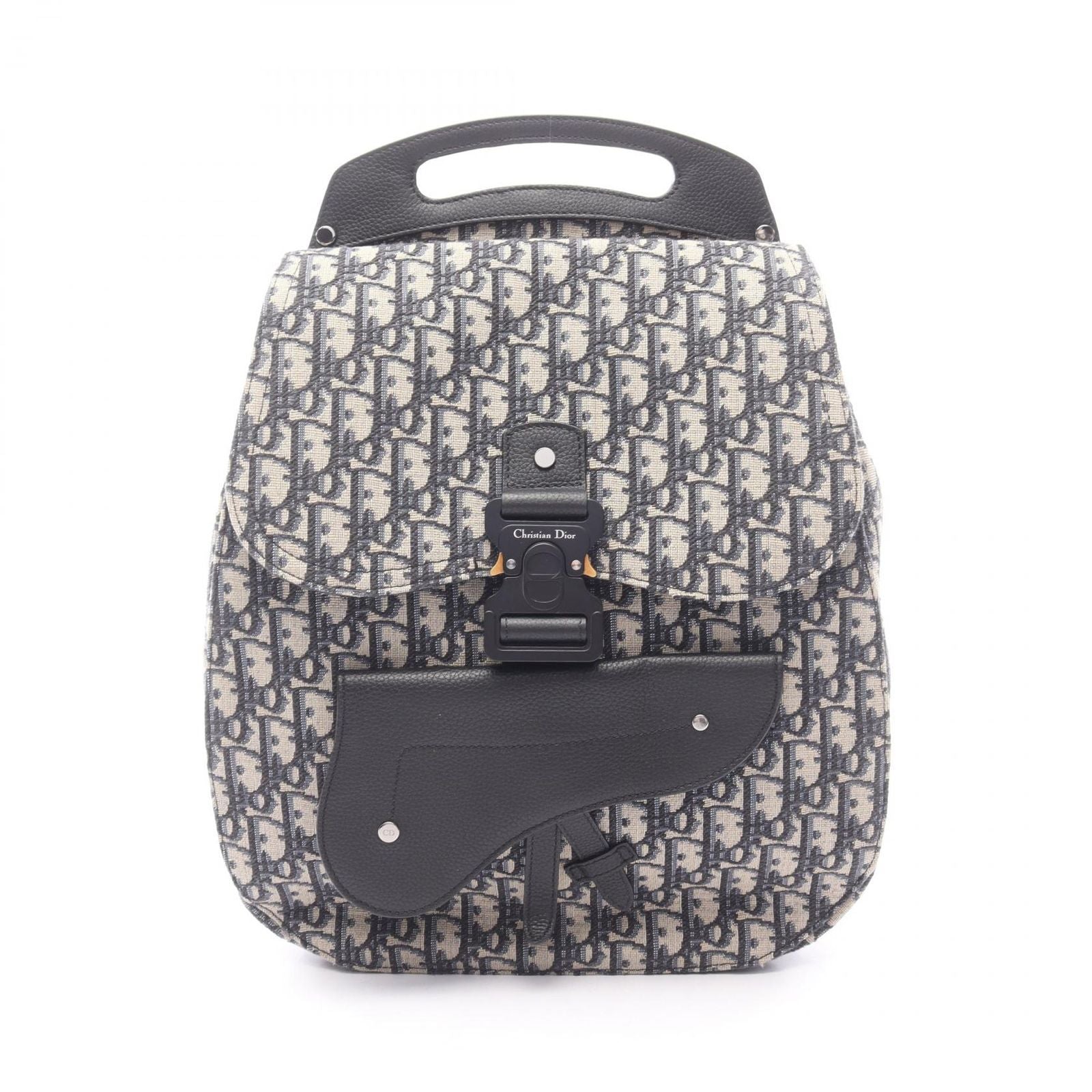 Dior Backpack Gallop White Navy Beige Canvas Leather Oblique