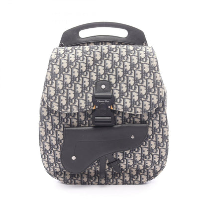 Dior Backpack Gallop White Navy Beige Canvas Leather Oblique