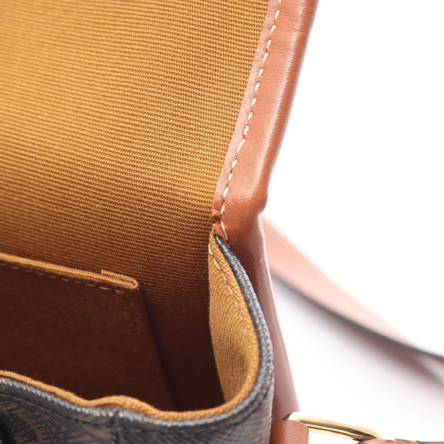 Celine Shoulder Bag Falco Triomphe Dark Brown Canvas Leather — view 5