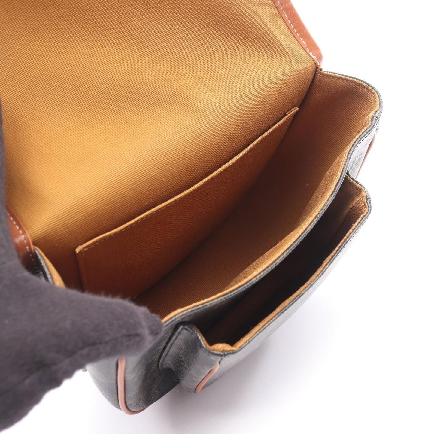 Celine Shoulder Bag Falco Triomphe Dark Brown Canvas Leather — view 3