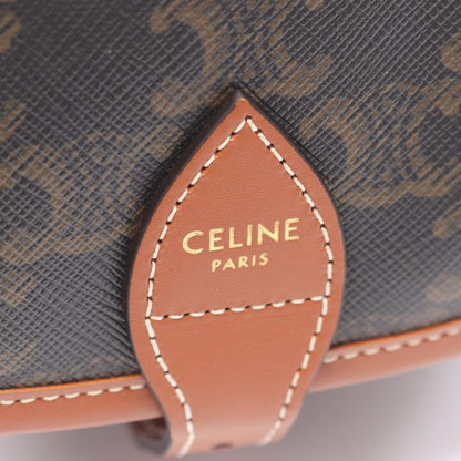 Celine Shoulder Bag Falco Triomphe Dark Brown Canvas Leather — view 4