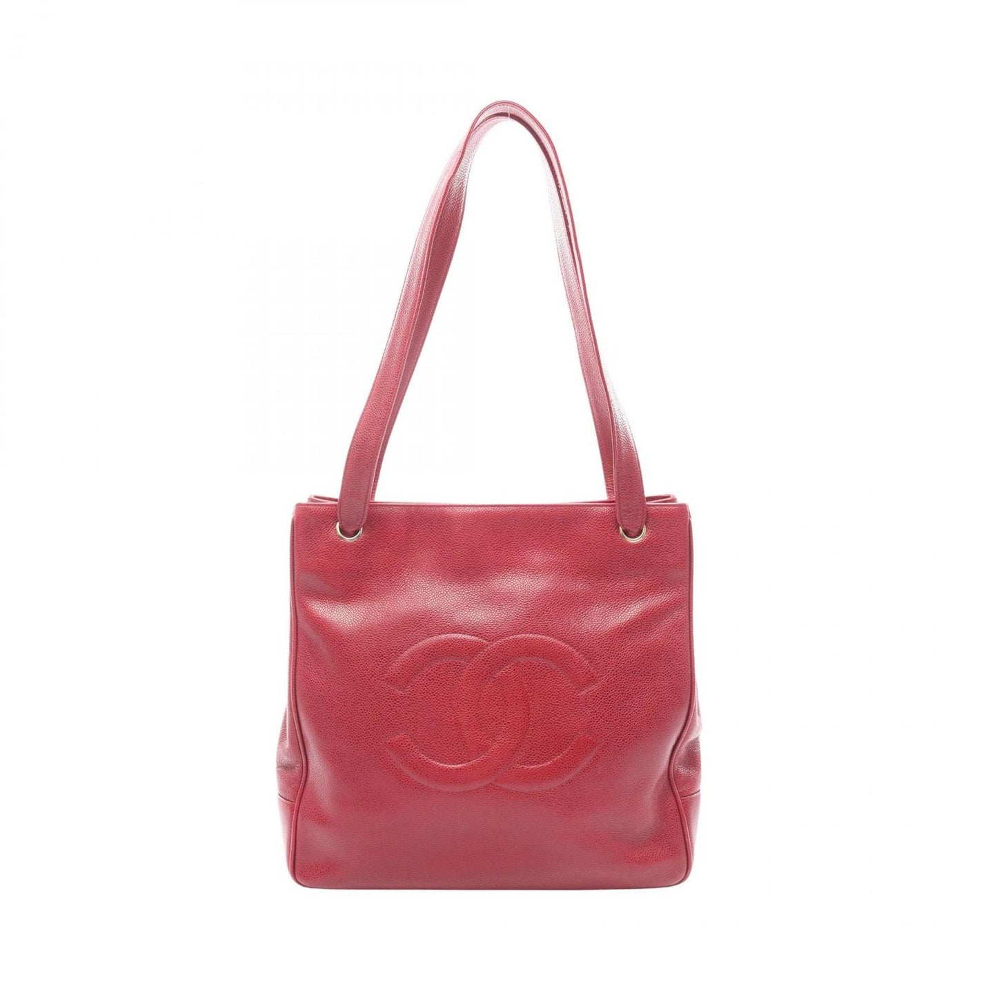 Chanel Tote CC Logo Red Caviar Leather CC Shoulder