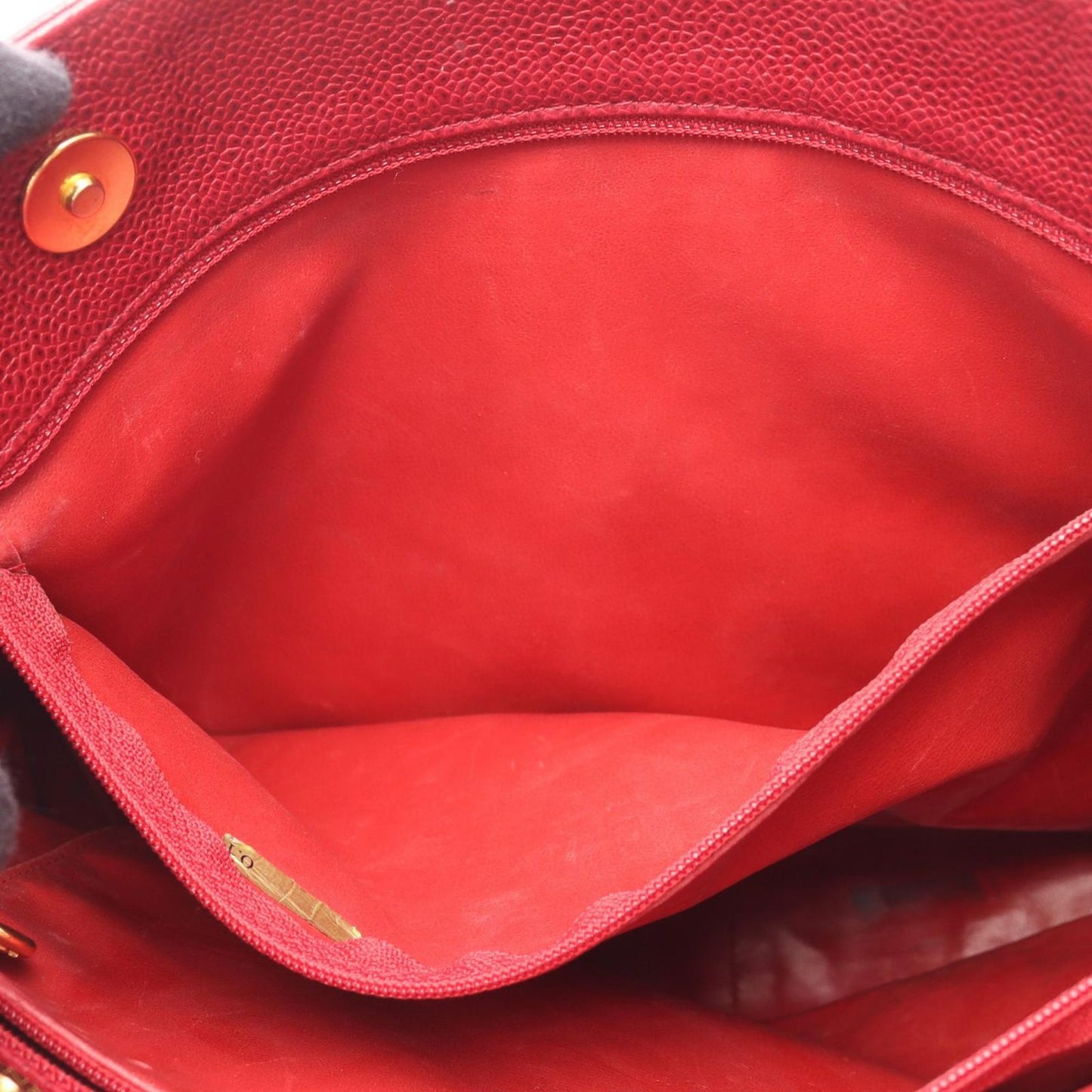 Chanel Tote CC Logo Red Caviar Leather CC Shoulder — view 7