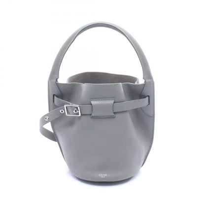 Celine Handbag Big Bag Bucket Nano Gray Leather Big Hand