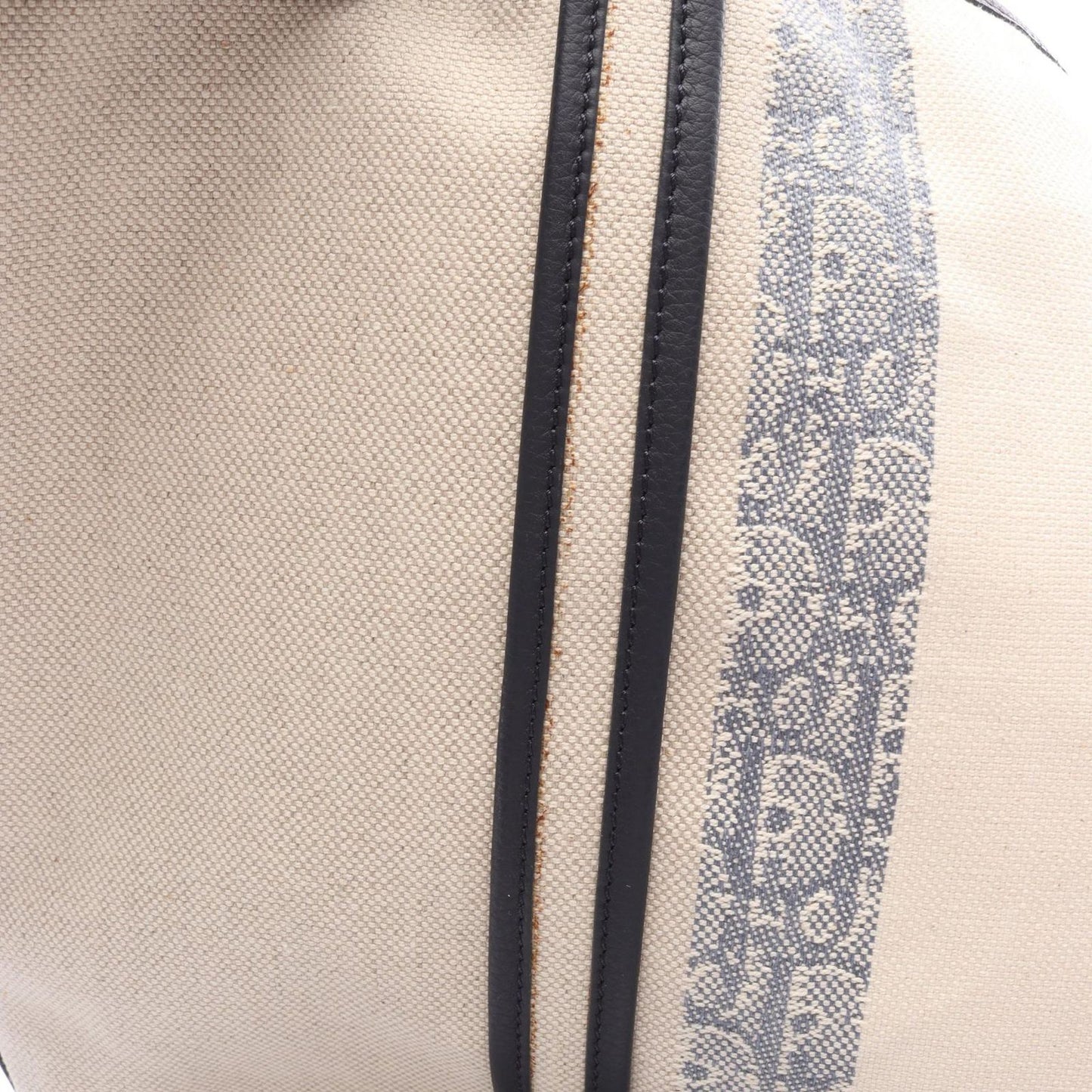 Dior Tote Oblique Voyage 2-Way Beige Navy Canvas Leather — view 8