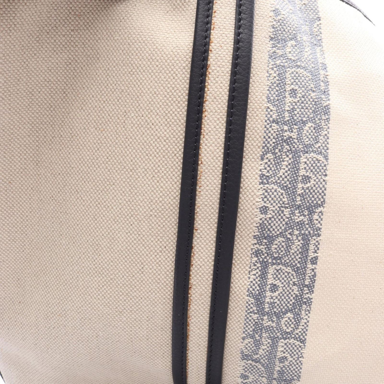 Dior Tote Oblique Voyage 2-Way Beige Navy Canvas Leather — view 8