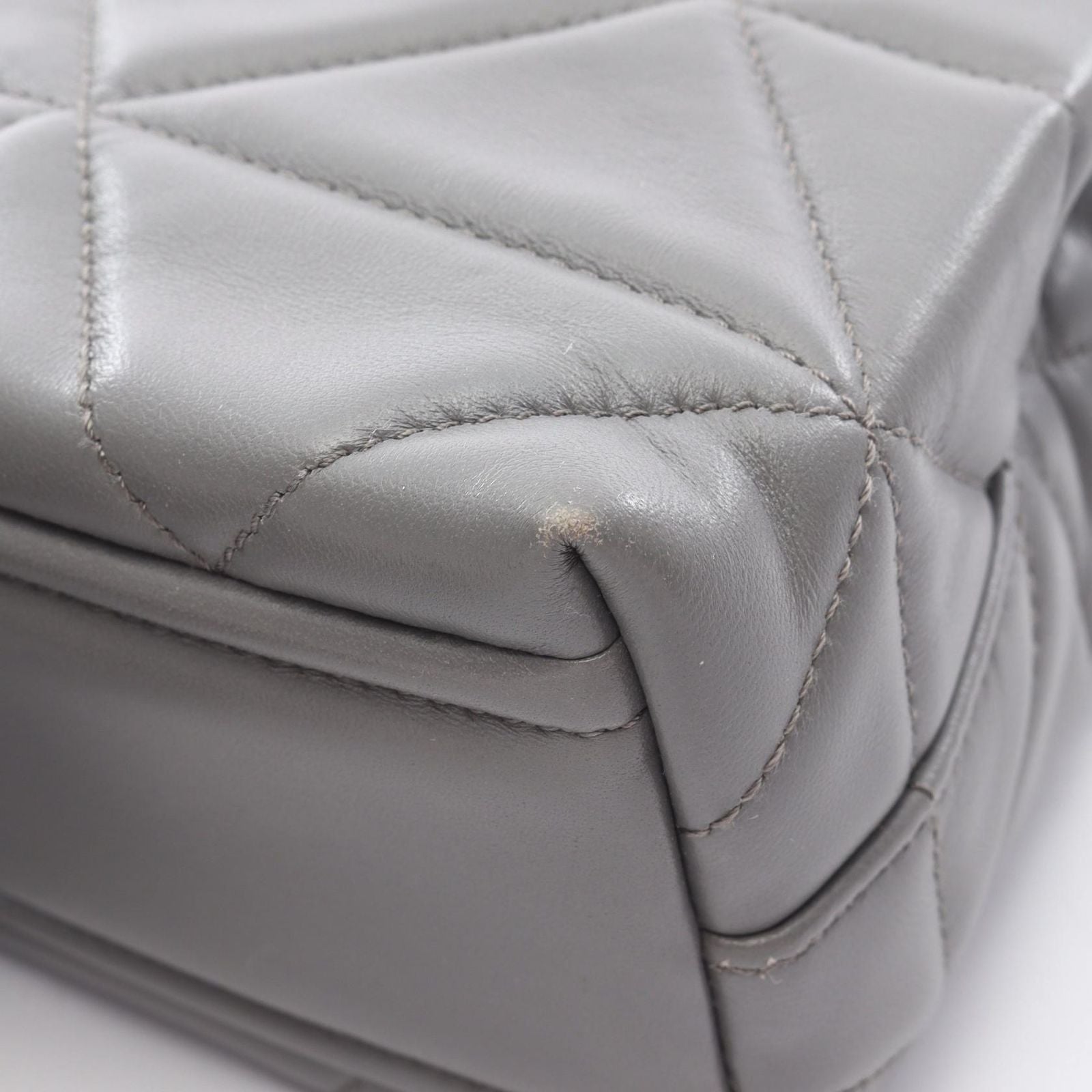 Prada Shoulder Bag Nappa Stitched Spectrum Gray Leather Chain — view 7