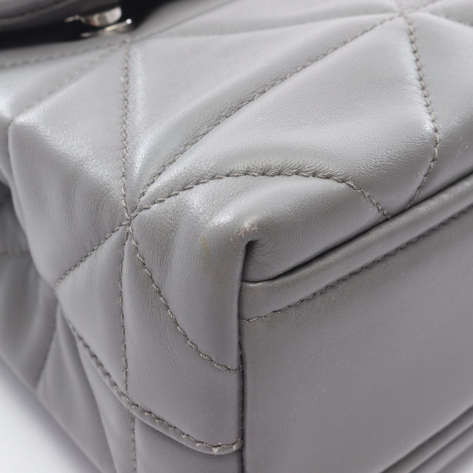 Prada Shoulder Bag Nappa Stitched Spectrum Gray Leather Chain — view 5