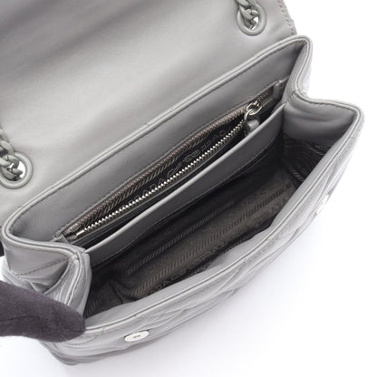 Prada Shoulder Bag Nappa Stitched Spectrum Gray Leather Chain — view 3