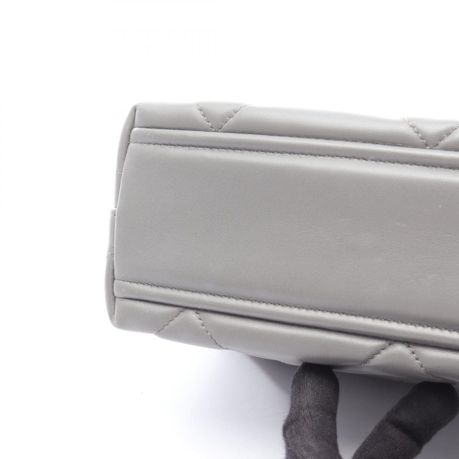 Prada Shoulder Bag Nappa Stitched Spectrum Gray Leather Chain — view 9