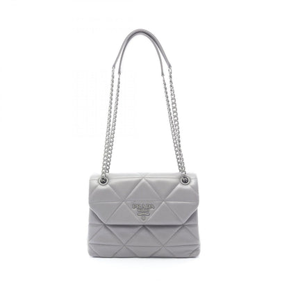 Prada Shoulder Bag Nappa Stitched Spectrum Gray Leather Chain