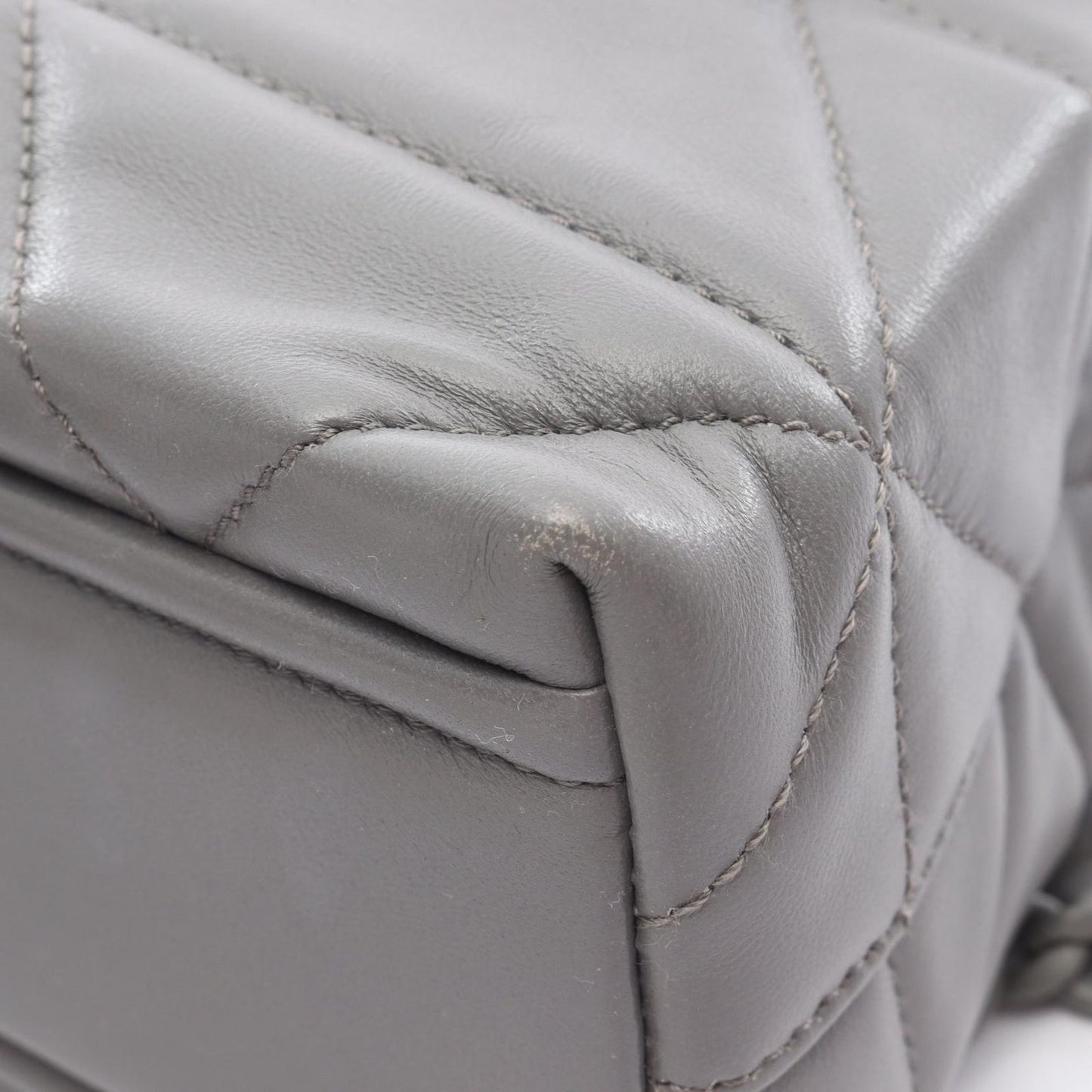 Prada Shoulder Bag Nappa Stitched Spectrum Gray Leather Chain — view 6