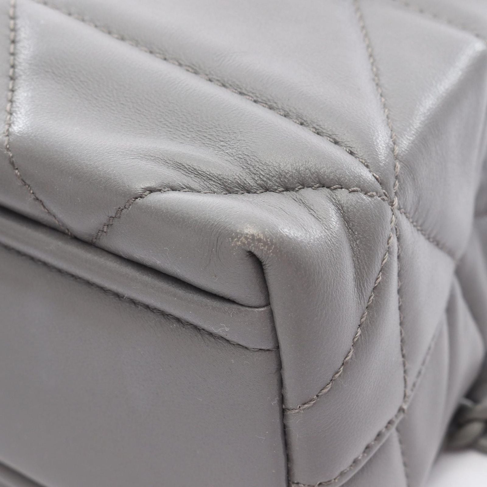 Prada Shoulder Bag Nappa Stitched Spectrum Gray Leather Chain — view 6