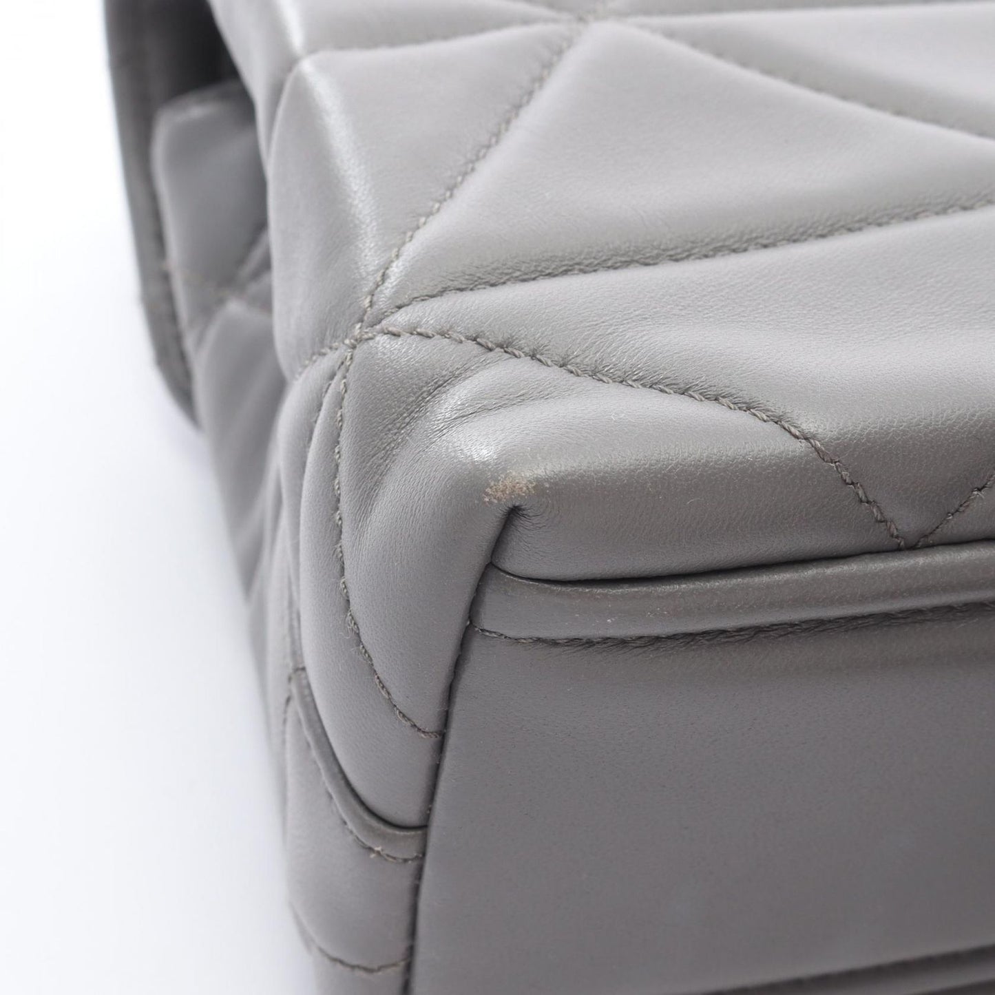 Prada Shoulder Bag Nappa Stitched Spectrum Gray Leather Chain — view 8