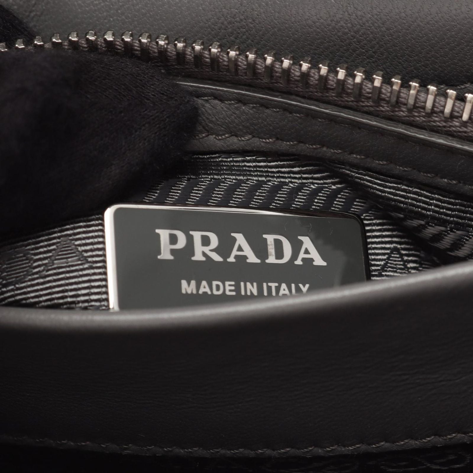 Prada Shoulder Bag Nappa Stitched Spectrum Gray Leather Chain — view 4
