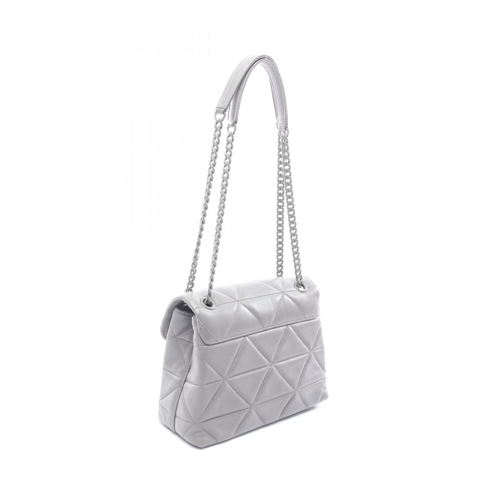 Prada Shoulder Bag Nappa Stitched Spectrum Gray Leather Chain — view 2