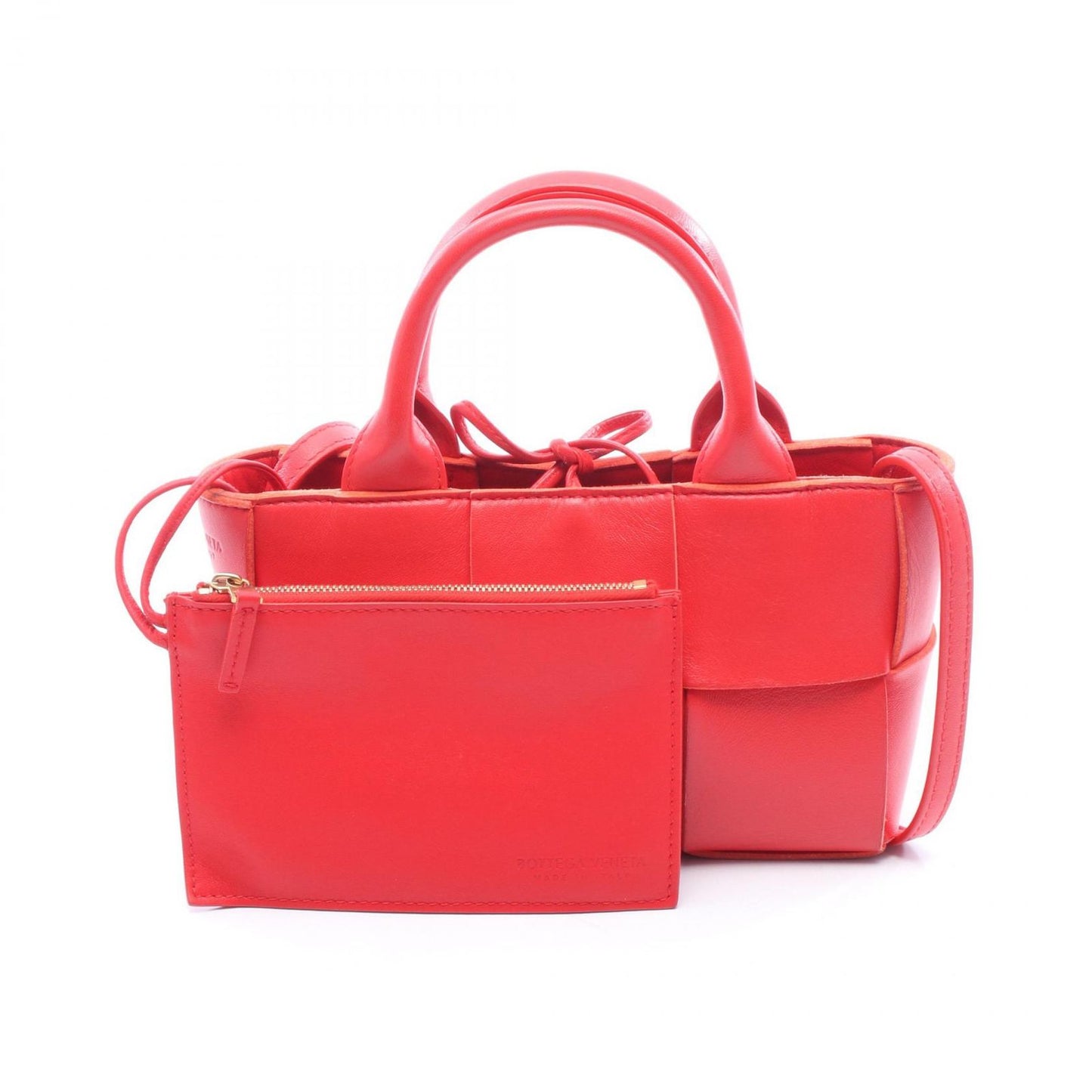 Bottega Veneta Tote Candy Arco 2-Way Red Leather Intrecciato Mini