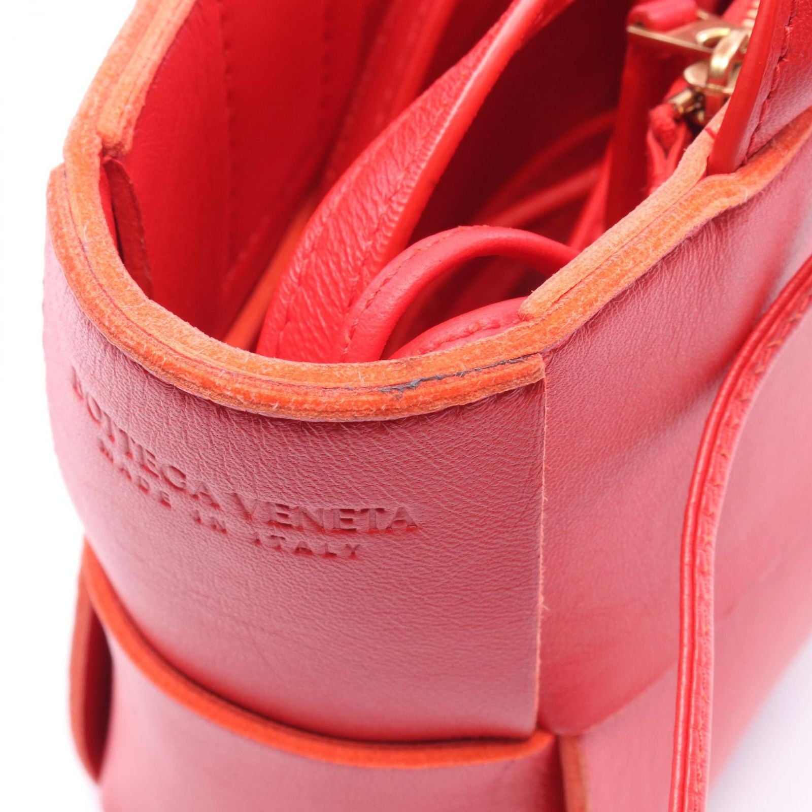 Bottega Veneta Tote Candy Arco 2-Way Red Leather Intrecciato Mini — view 5