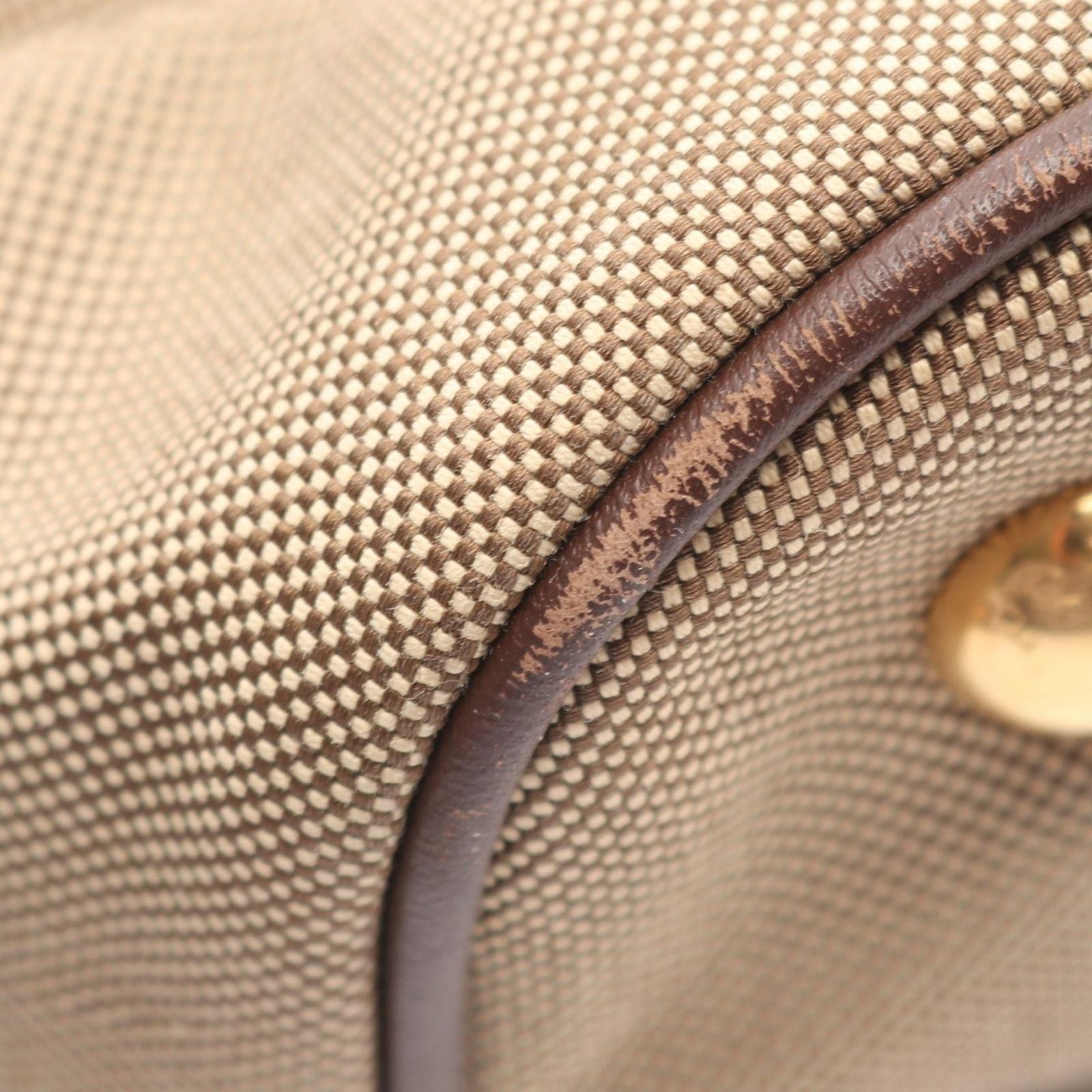 Prada Tote Logo Jacquard 2-Way Beige Brown Canvas Leather — view 5