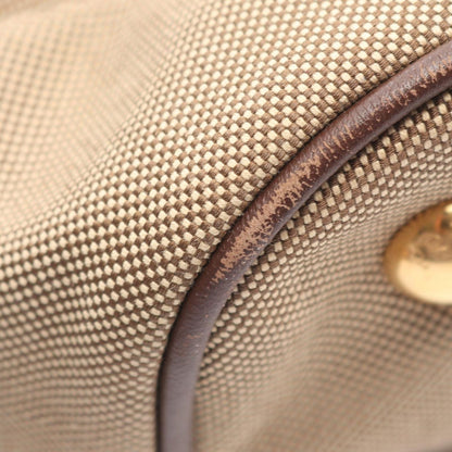 Prada Tote Logo Jacquard 2-Way Beige Brown Canvas Leather — view 5