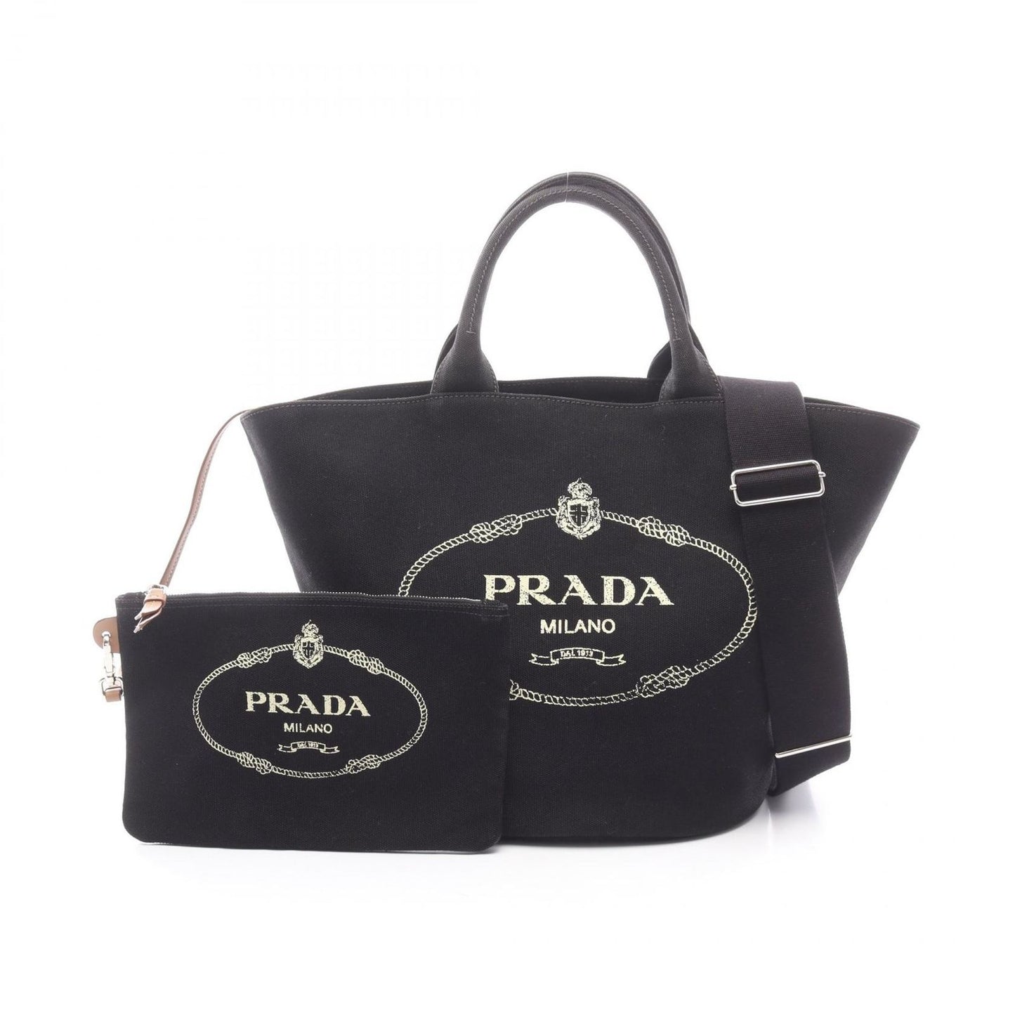 Prada Tote Canapa 2-Way Black Canvas