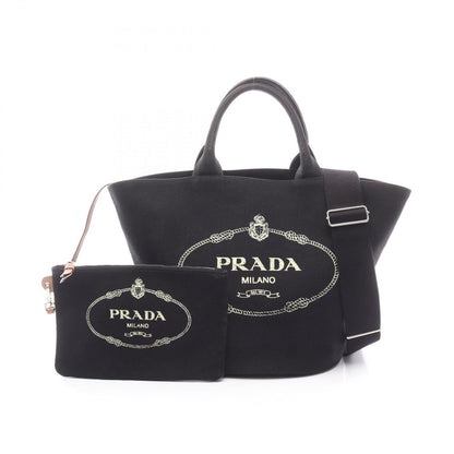 Prada Tote Canapa 2-Way Black Canvas