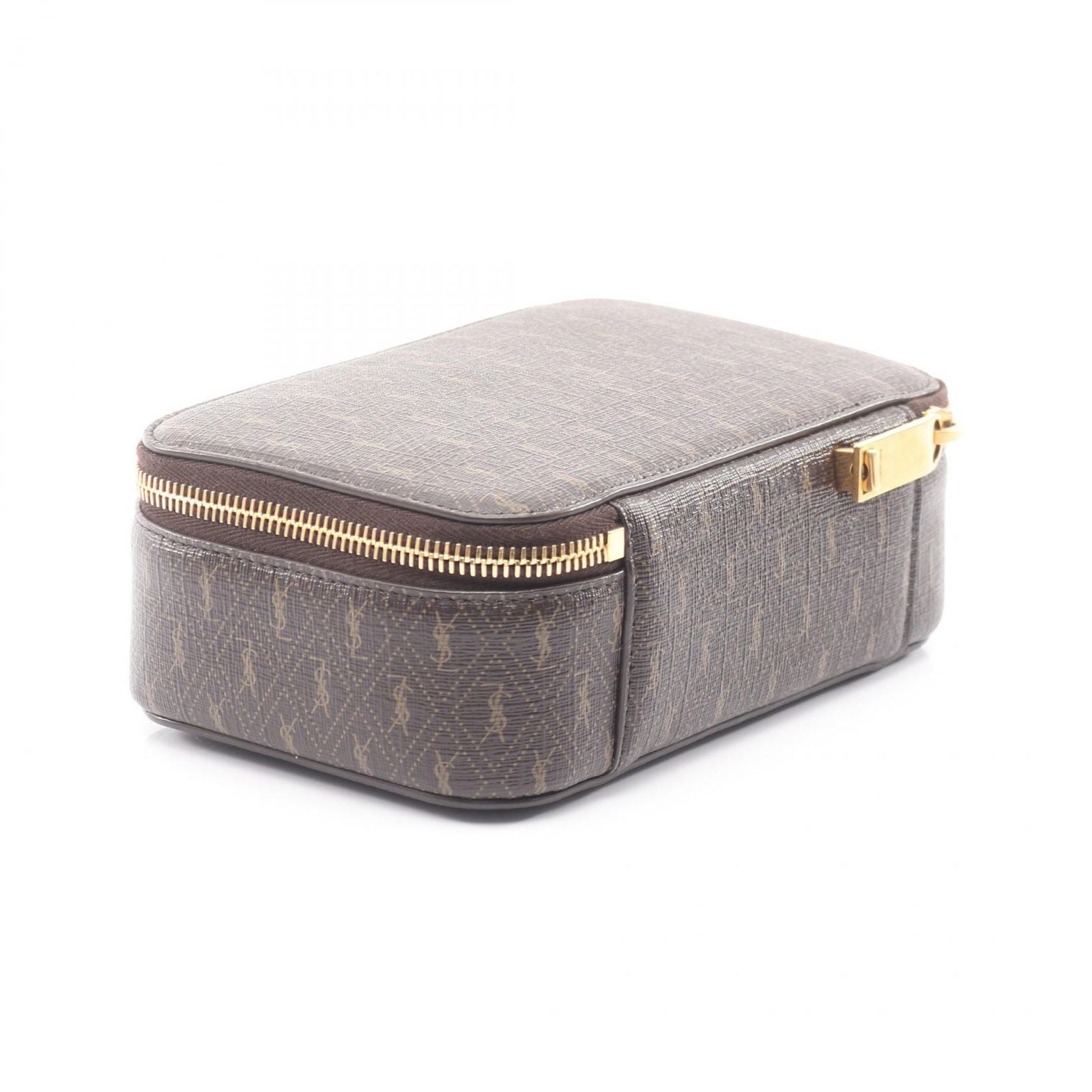 Saint Laurent Paris Monogram Box Dark Brown Leather Small Shoulder Bag — view 2