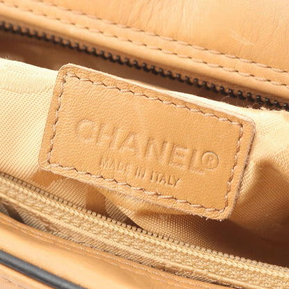 Chanel Shoulder Bag CC Logo Camel Black Leather Chain — view 4