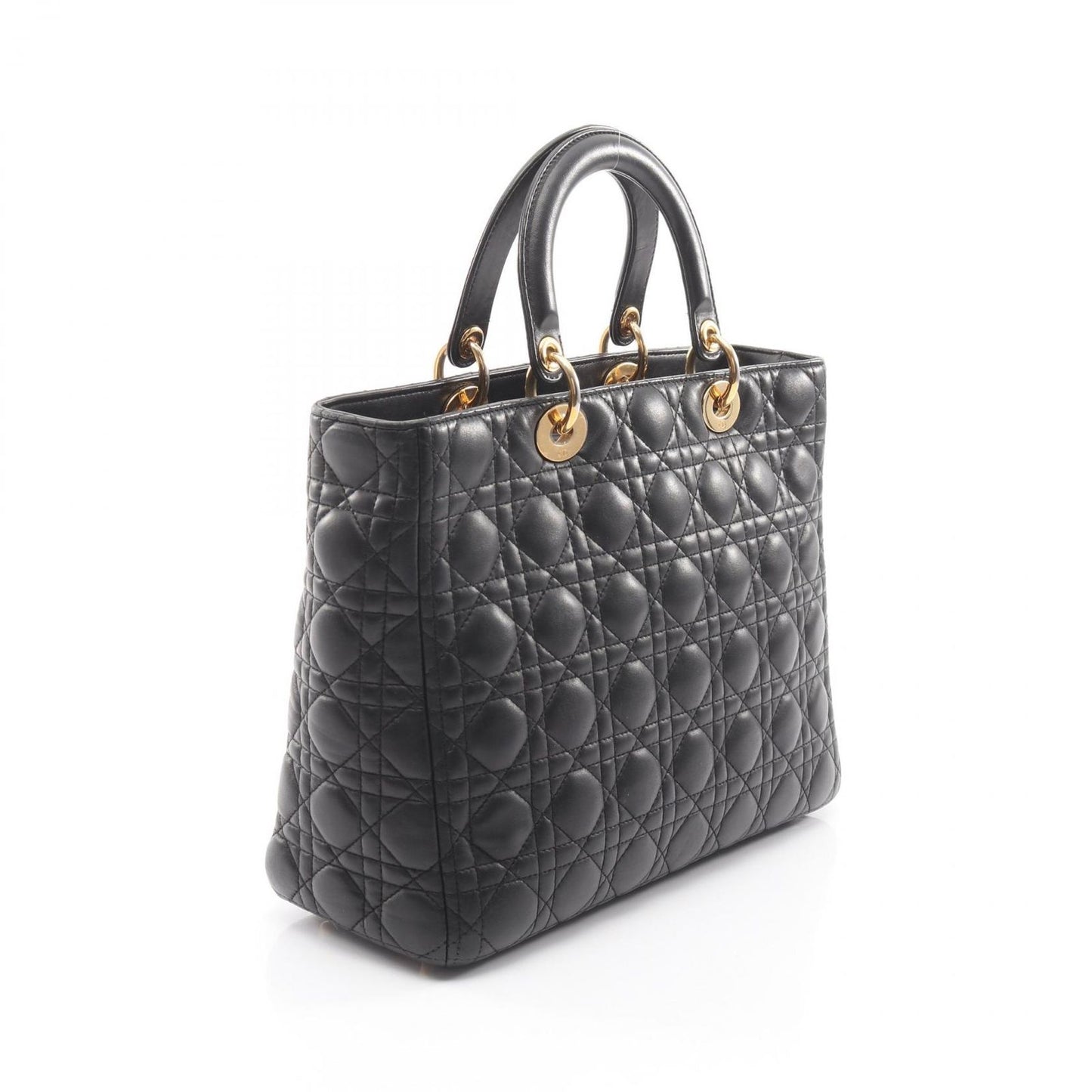Dior Handbag Lady Dior Large Cannage Black Leather Lady Dior 2-Way Tote — view 2