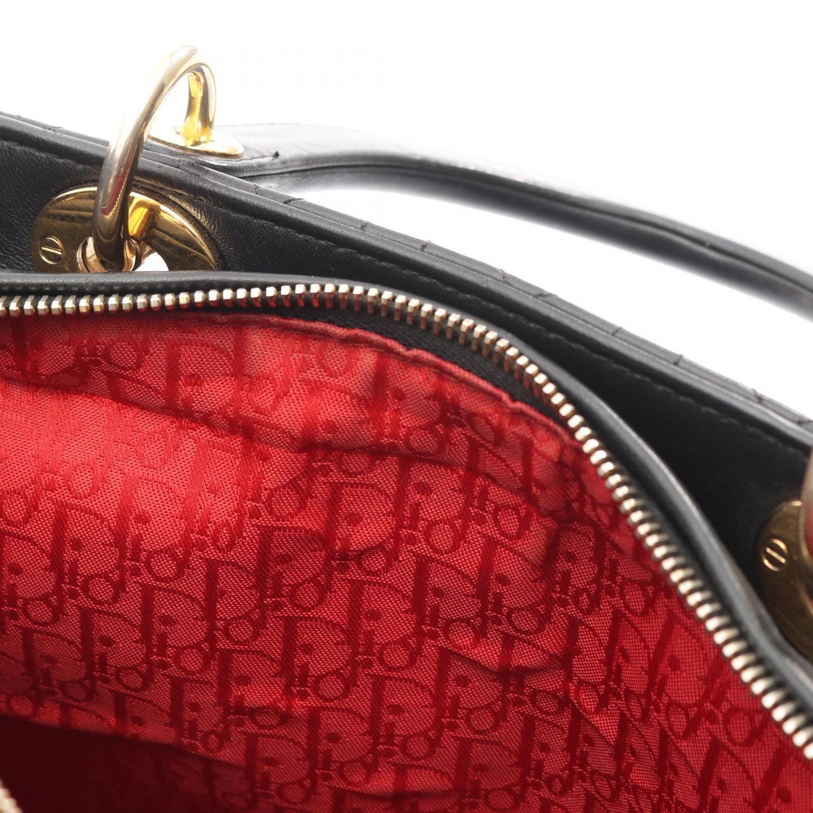 Dior Handbag Lady Dior Large Cannage Black Leather Lady Dior 2-Way Tote — view 9