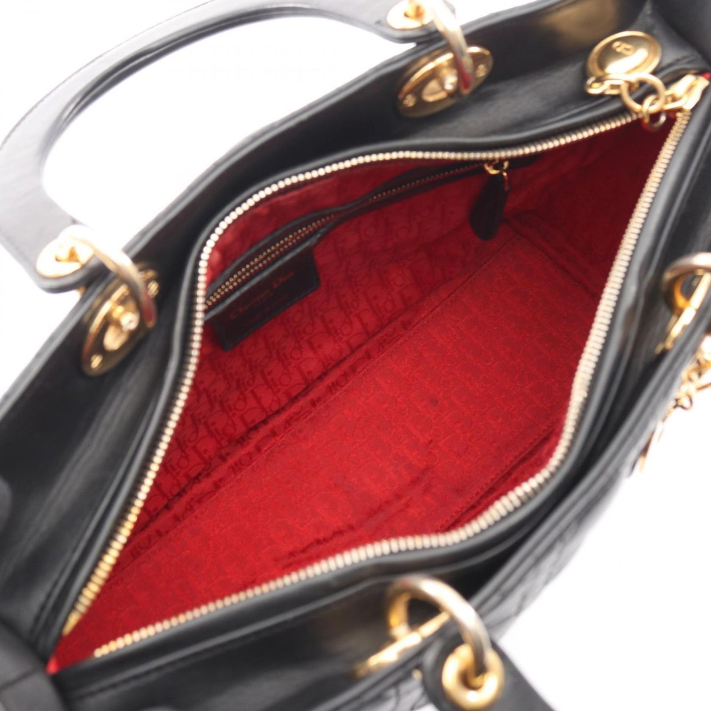 Dior Handbag Lady Dior Large Cannage Black Leather Lady Dior 2-Way Tote — view 3