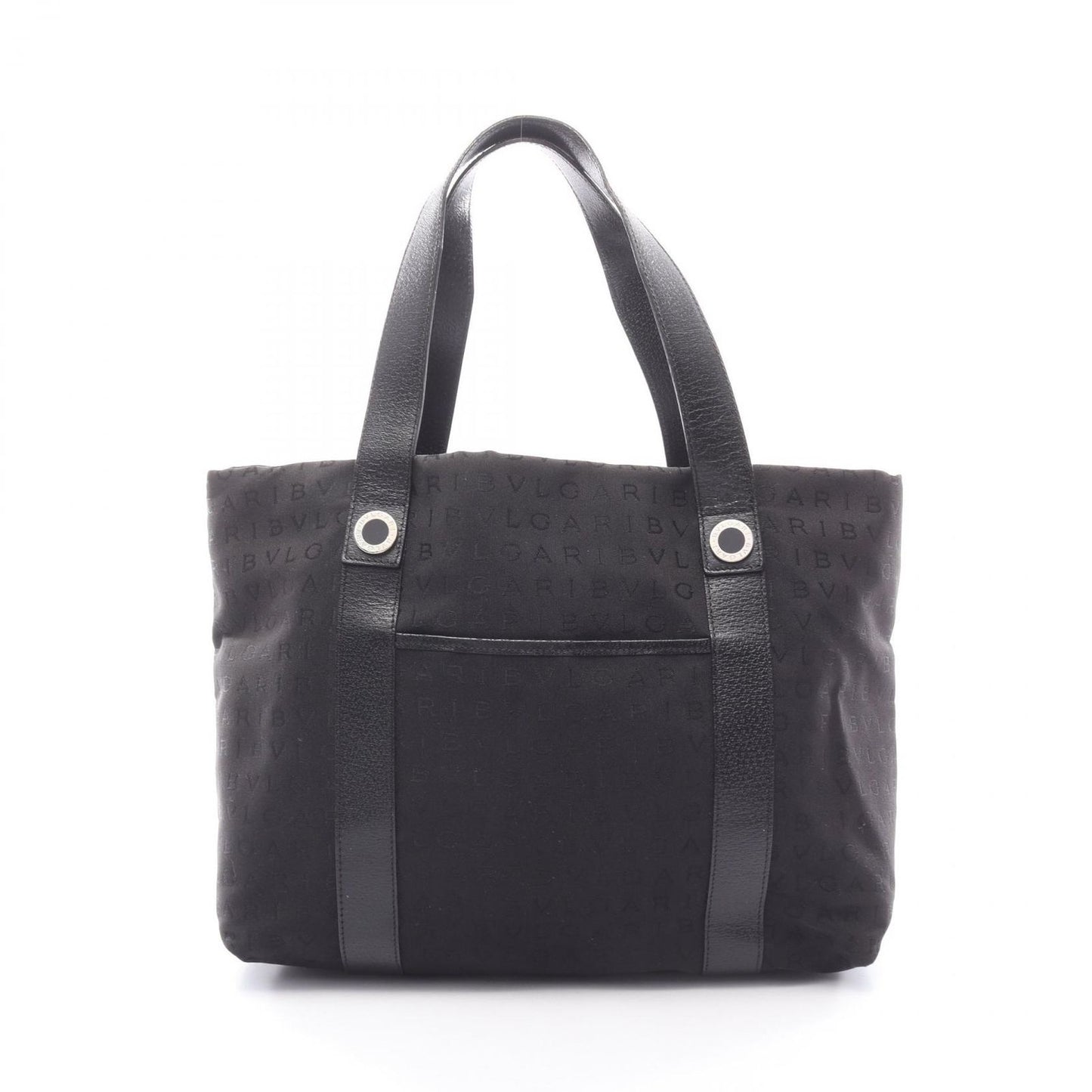 Bvlgari Tote Logo Mania Black Canvas Leather