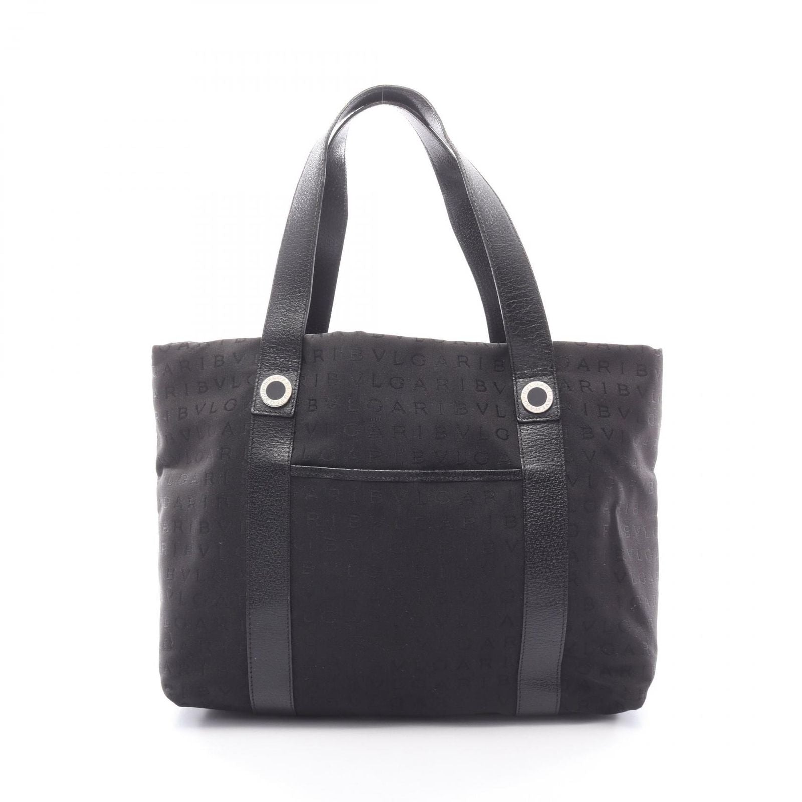 Bvlgari Tote Logo Mania Black Canvas Leather