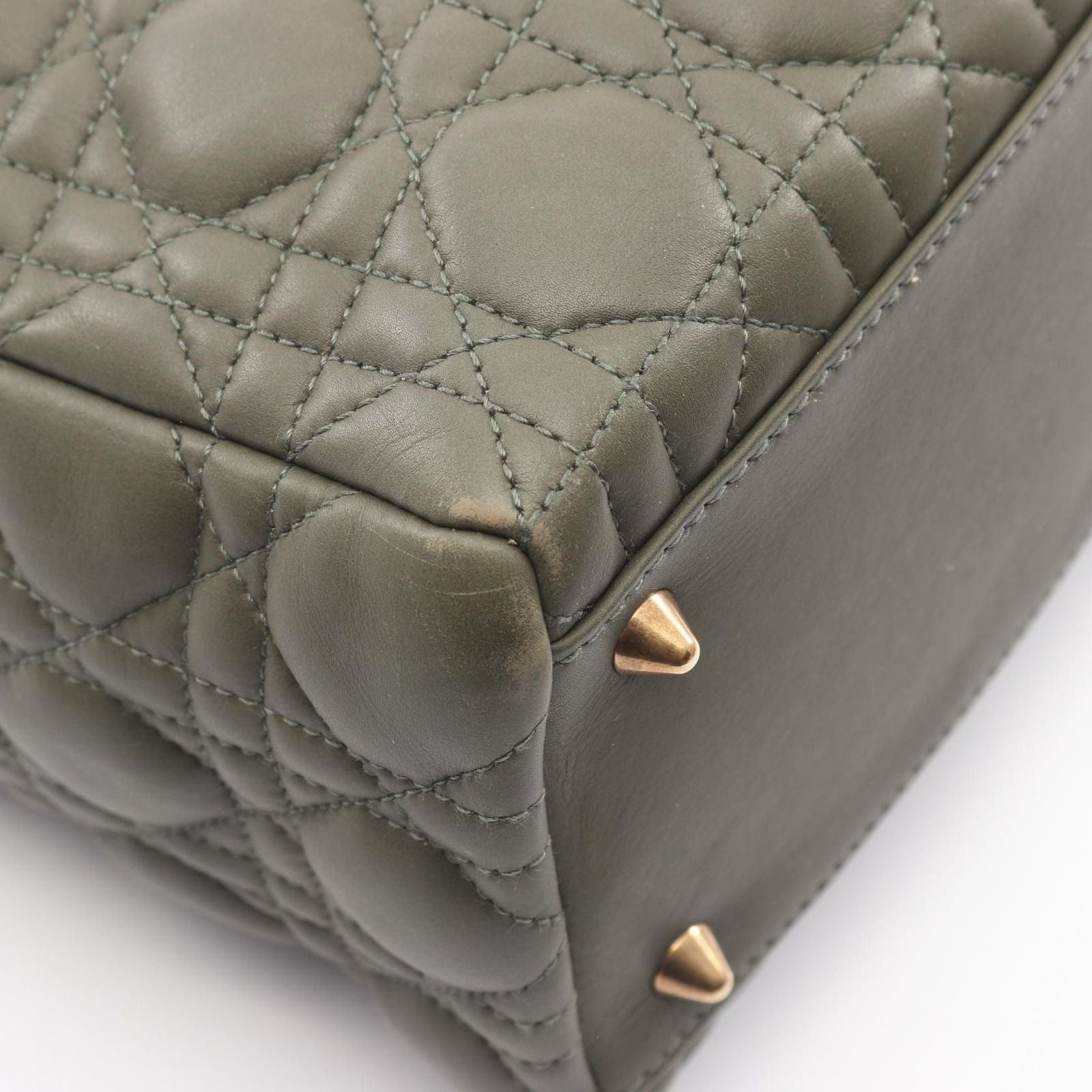 Dior Handbag Lady Dior Khaki Leather Exotic Cles the Lady Dior Cannage 2-Way — view 5