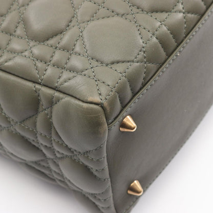 Dior Handbag Lady Dior Khaki Leather Exotic Cles the Lady Dior Cannage 2-Way — view 5