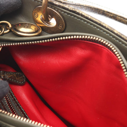 Dior Handbag Lady Dior Khaki Leather Exotic Cles the Lady Dior Cannage 2-Way — view 8