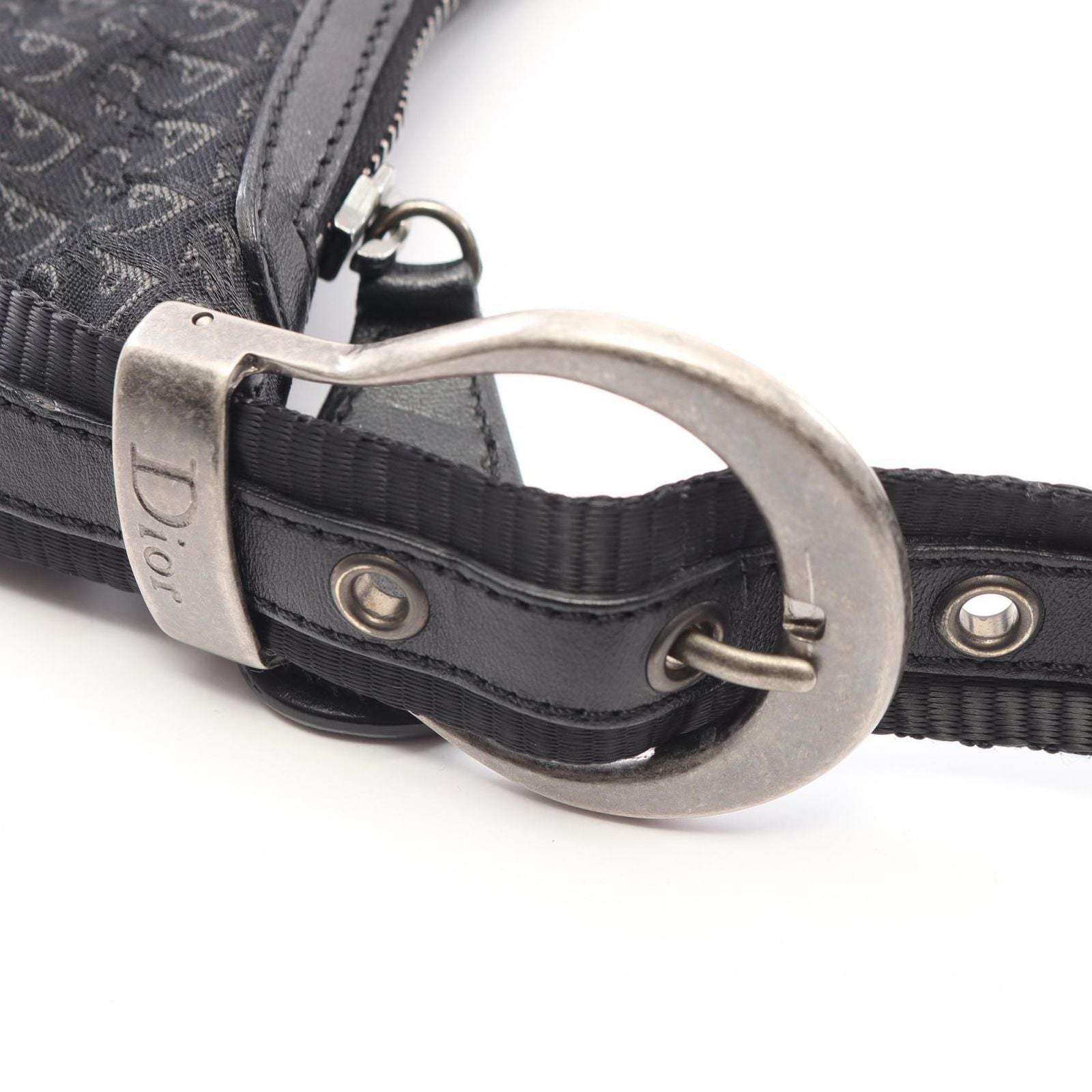 Dior Shoulder Bag Black Canvas Leather Trotter — view 7