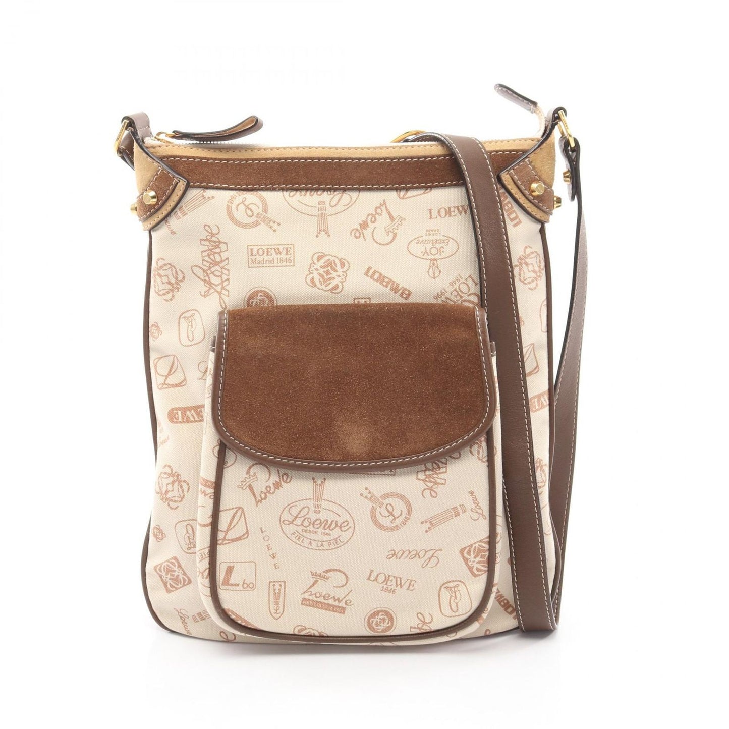 Loewe Shoulder Bag 160 Aniversario Beige Canvas Suede 160