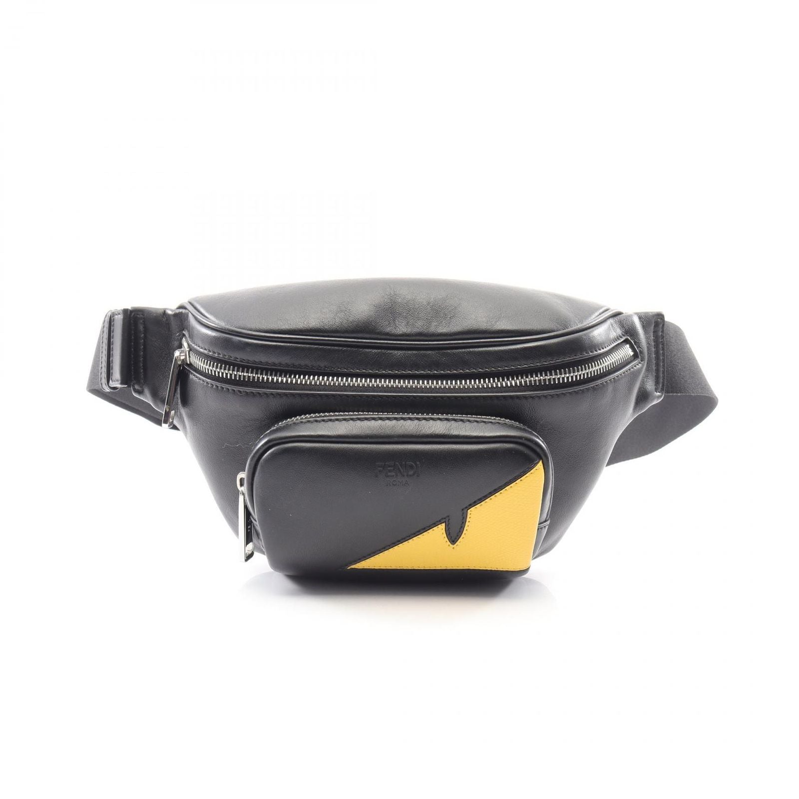 Fendi Waist Bag Bugs Mon Star Eye Black Yellow Leather