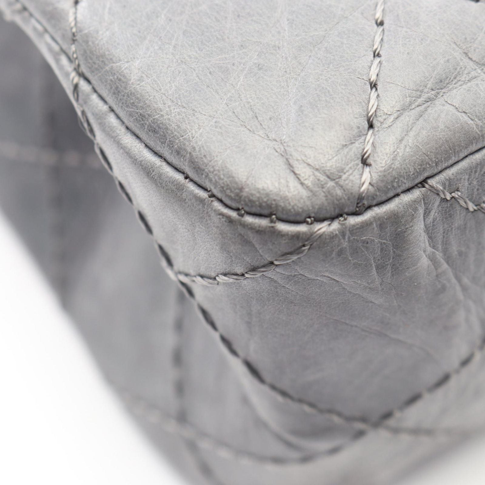 Chanel Shoulder Bag 2.55 Quilted Maxi Double Flap Blue Gray Calf Chain — view 7