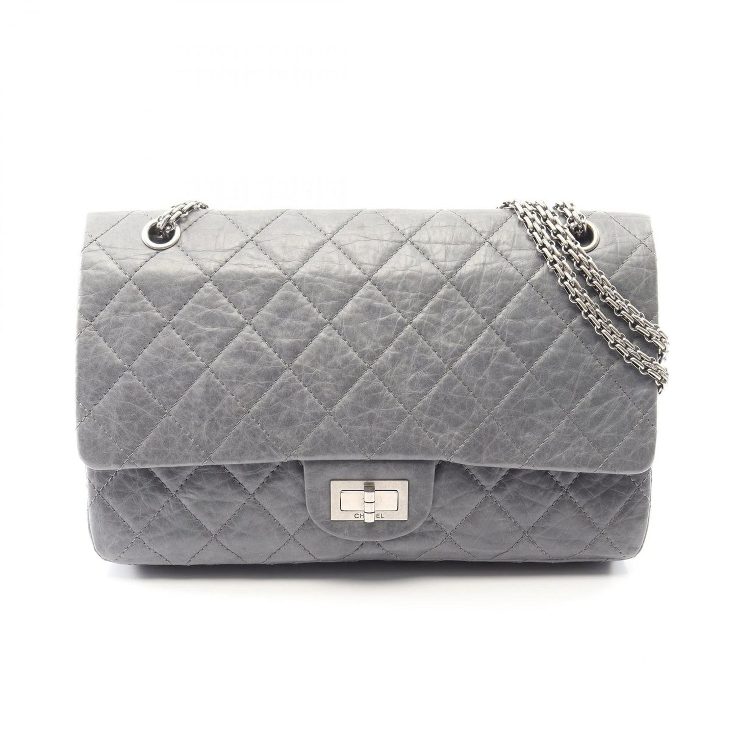 Chanel Shoulder Bag 2.55 Quilted Maxi Double Flap Blue Gray Calf Chain