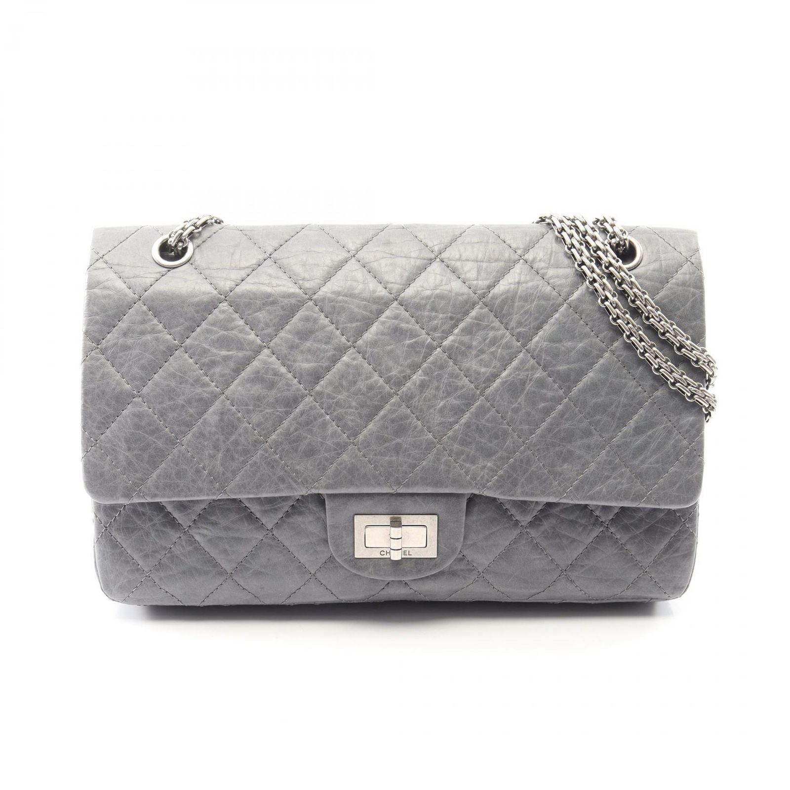 Chanel Shoulder Bag 2.55 Quilted Maxi Double Flap Blue Gray Calf Chain