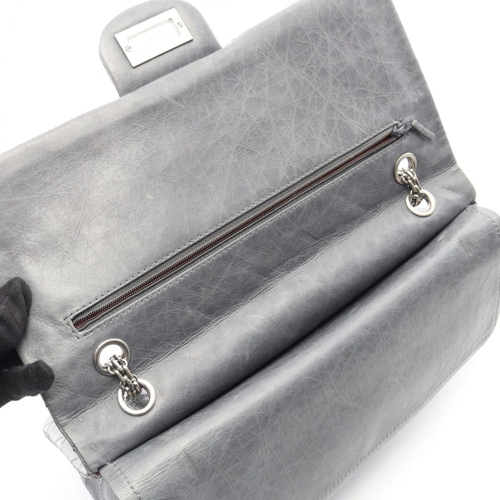 Chanel Shoulder Bag 2.55 Quilted Maxi Double Flap Blue Gray Calf Chain — view 6