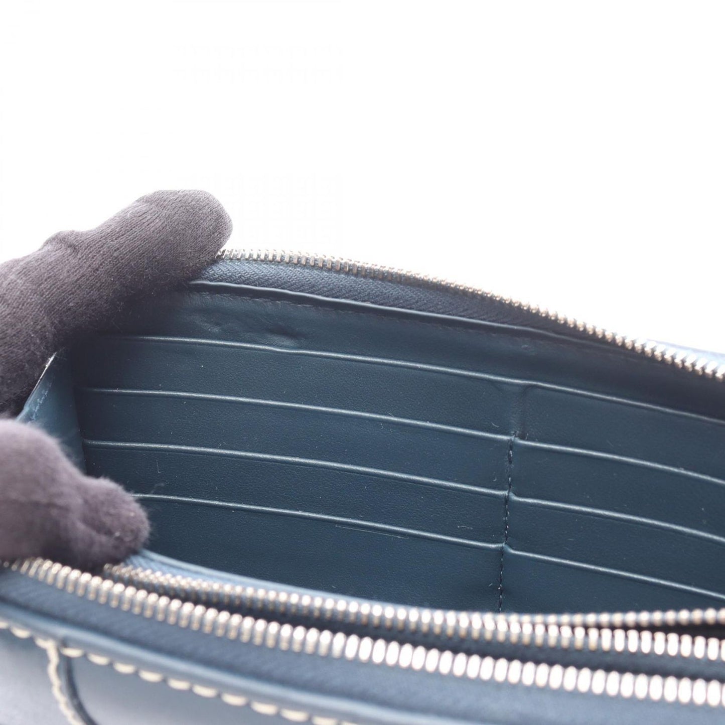 Bottega Veneta Round Wallet Cassette Stitch Maxi Intrecciato Navy Leather — view 8