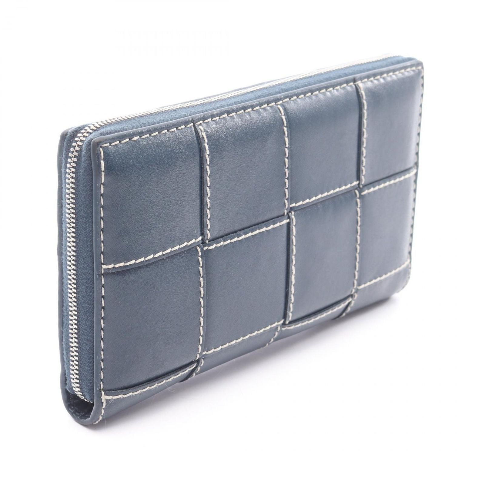 Bottega Veneta Round Wallet Cassette Stitch Maxi Intrecciato Navy Leather — view 2