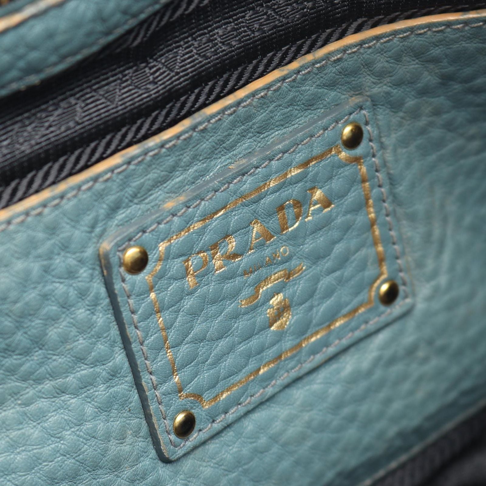 Prada Tote Vitello Daino 2-Way Blue Leather — view 4